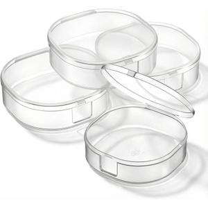 4 Pcs Plastic Cotton Square Holder, Portable Cotton Round Holder for Makeup Remover Cottons Balls Powder Puff Floss Balls Beads Small Items