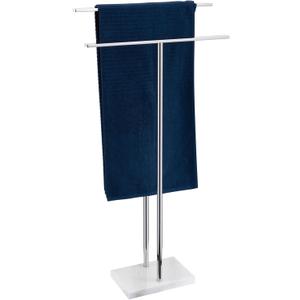 Free Standing Towel Rack for Bathroom 2-Tier Towel Holder Stand with Heavy Marble Base Thicken Steady Design Polished Chrome Stainless Steel AN7001CH
