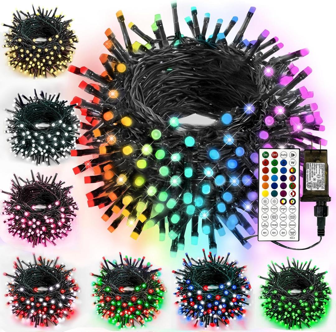 Albelt Smart Color Changing Christmas Lights, Christmas Decoration Lights with Remote & Timer, 66 FT 200 LED RGB Twinkle Fairy String Light Waterproof for Indoor Outdoor Easter Xmas Tree Decor