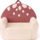 Blissful Diary Toddler Chair Comfy, Foam Kids Chair with Soft Teddy Plush, Toddler Reading Armchair with Cute Mushroom Designs- Rusty Red