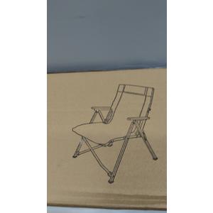 Outdoor Portable Folding Camping Chair, Wooden Armrests, Adjustable High Back (Khaki)
