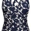 Firpearl Women Underwire Tankini Top Only Twist V Neck Swimsuits for Big Busted Ruched Tummy Control Bathing Suits Top, Size 12