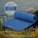 Retrospec Solana Yoga Mat Thick 1/2in Non-Slip Workout Mat with Nylon Strap - 72x24in Exercise Mat for Pilates, Stretching & Fitness - BPA Free, Easy Clean, Blue