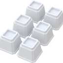 Bed Risers 4 Inch Heavy Duty Bed Elevators, Set of 6 Lifts Up 3,000 lbs Furniture Riser for Sofa and Table, White