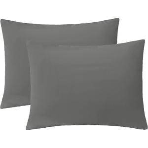 iMaylex Soft Brushed Microfiber Fabric Zipper Pillowcase, Cozy and Lightweight, Easy Care, Set of 2, Dark Grey, Standard, 20" x 26"