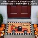 Welcome Fall Truck Door Mat 30x17 Inch, Vintage Fall Truck Decor for Covered Outdoor Area, Pumpkin Truck Decor, Vintage Coir Welcome Mat