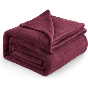 Bedsure GentleSoft Fleece Blankets Queen Size Red Burgundy - Bed Blanket Soft Lightweight Plush Fuzzy Cozy Luxury Microfiber, 90x90 inches