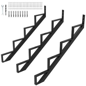 Toriexon 3 Pack Steel Stair Step Riser, 4-Step Metal Stair Stringer Heavy Duty, Steel Stair Stringer for 35.5" Height Deck and Outdoor Steps