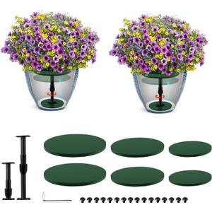 2 Pack Adjustable Height Plant Risers for Inside Pots, 7.5-12" Planter Inserts for Large Pots, Pot Fillers for Tall Square Round Taper Planters (6" 8" 10" Base or Top)