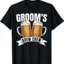 Groom's Brew Crew T-Shirt Funny Group Beer Drinking Team T-Shirt, XL