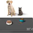 30”x 16” Silicone Dog Feeding Mat, Kalolary Waterproof Pet Feeding Mat with High Raised Edge Avoid Spill Out, Nonslip Dog Bowl Placemats Cat Feeding Mats for Floors Easy to Clean, Grey