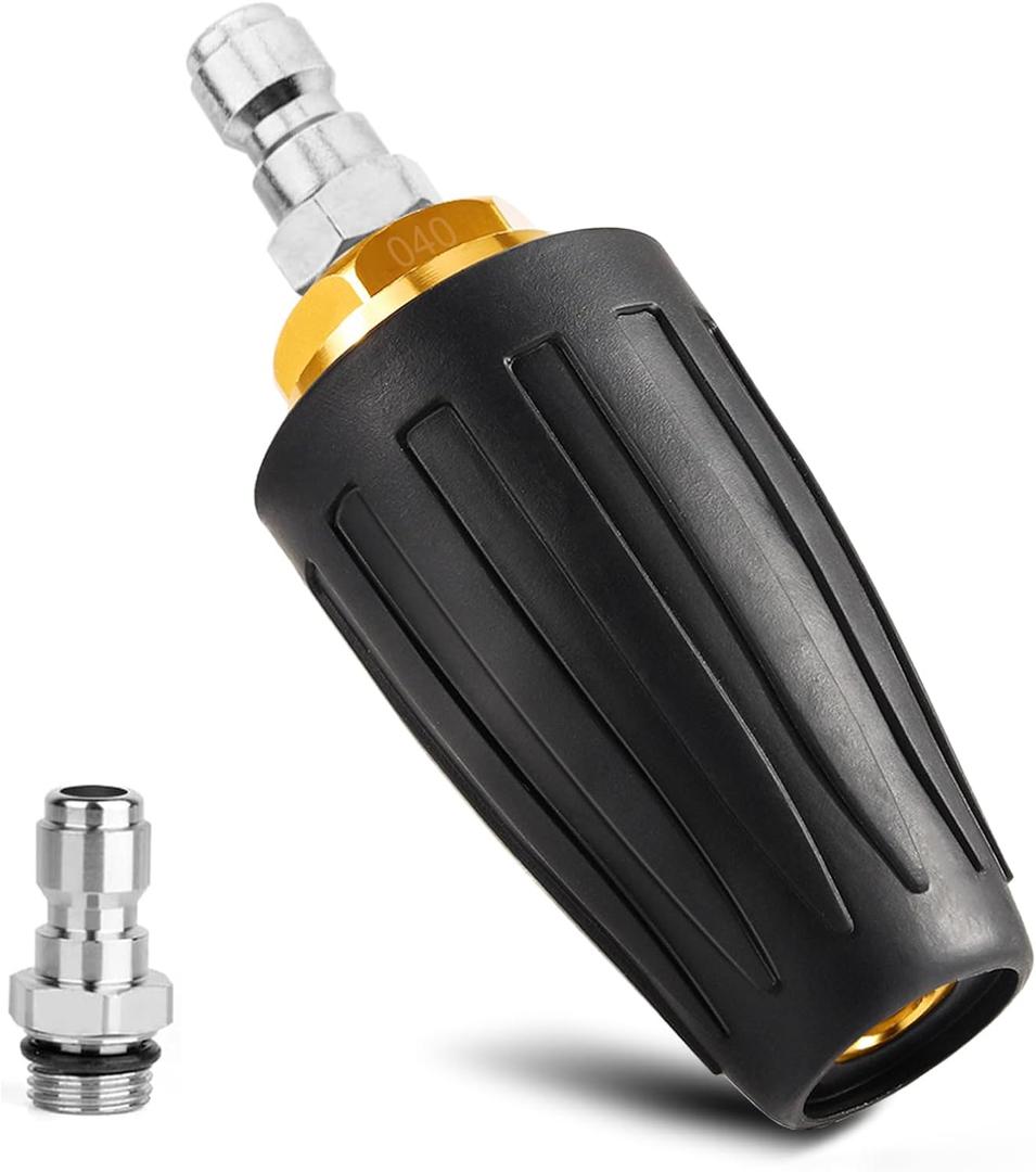 Pressure Washer Tips Turbo Nozzle Pressure Washer 4000 PSI Max Rotating Pressure Washer Nozzle with 2PCS 1/4'' Quick Connect for Cleaning Brick, Concrete, and Vinyl Surfaces 4.0 GPM 4.0 Orifice