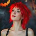 Short Red Wigs for men Anime Cosplay Wig Red Short Wig Shaggy Fluffy Straight Synthetic Hair Wigs for Halloween Costumes Cosplay Party Use
