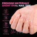 UNA GELLA Short Oval Nail Tips, 510Pcs 15 Sizes Pre-Buffed Full Cover False Nails, No File Needed Inner Matte Soft Gel Nail Tips, Clear PMMA Soak Off Acrylic Nail Extensions for DIY Home Salon