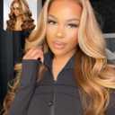 Beauty Forever Bye Bye Knots Glueless Wig Pre Cut 7x5 Honey Blonde Highlight 3D Body Wave Lace Front Wig Human Hair HD Lace Closure Wig Pre Plucked Pre Bleached for Women 150% Density 18 Inch