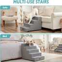 COZY KISS Dog Stairs for Small Dogs, 5 Tier Wider Pet Stairs for High Beds, 23.6" H Non-Slip Dog Steps for Old Cats, Puppies, Small Medium Dogs, 19.7x29.5x23.6 inch, Grey