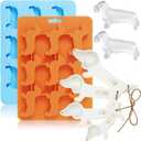 Roshtia 6 Pcs Christmas Dachshund Gifts Set Includes 2 Dachshund Shaped Silicone Ice Cube Molds 4 Ceramic Measuring Spoons Cute Kitchen Accessories for Christmas Birthday Party Gifts