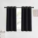 NICETOWN Halloween Blackout Bedroom Curtains for Windows 40 inch Long, Black, 2 Panels, 34 in Wide, Solid Thermal Insulated Grommet Light Reducing Black Panels Window Treatment for Kitchen/Cafe