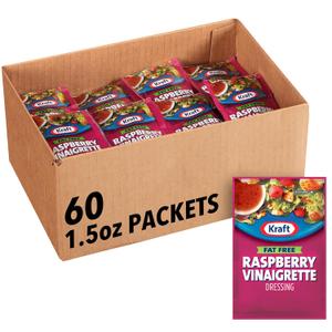 Kraft Fat Free Raspberry Vinaigrette Salad Dressing Single Serve Packet (1.5 oz Packets, Pack of 60)