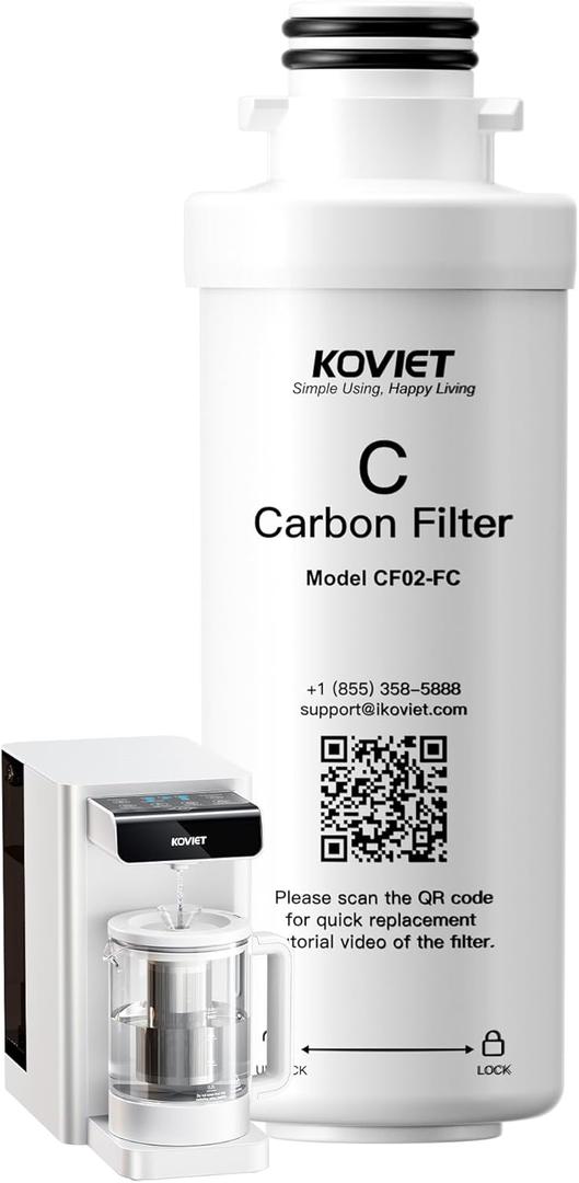 KOVIET CF02-FC Carbon Filter Replacement Cartridge, Water Filter Element of Reverse Osmosis System Countertop, 6-12 Months Lifetime