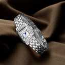 CHEETAH Gold Watches for Women with Small Vintage Bracelet, Rectangular Case Roman Dial, Silver White