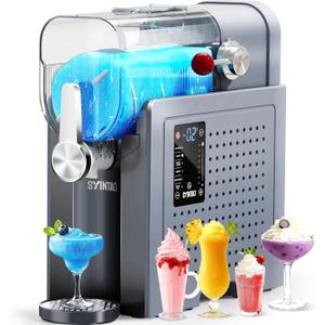 SYINTAO 2-in-1 Slushie & Soft Serve Ice Cream Maker, No-Ice-Needed Frozen Drink Machine with LED Display, 6 Preset Modes, Auto-Clean & Delay Timer – Gift for Family