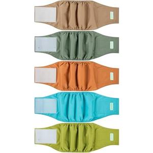 wegreeco Small Dog Diapers Male, Reusable Belly Bands for Male Dogs, Washable Doggie Puppy Male Diapers Wraps, Medium Large Size(5 Pack X-Small, Earth Tone)