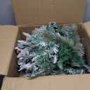 Joyhalo 3ft Flocked Table Top Small Christmas Trees Prelit with 50 Warm White Lights 155 Branches, Tiny Artificial Xmas Trees for Outdoor Porch Indoor Home Office