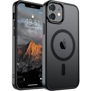 SUPFINE Magnetic for iPhone 12 Case/iPhone 12 Pro Case (Compatible with MagSafe)(Military Grade Drop Protection) Translucent Matte Shockproof Phone Cover,Black