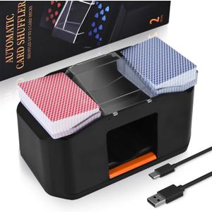 Nileole Rechargeable 2 Decks Card Shuffler, Automatic 2000 MAh Quiet Electric Shuffler, Playing Cards, Texas Hold'em, Poker, Home Card Games, Blackjack
