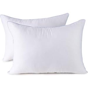 Pillows Set of 2, Fluffy Down Alternative Bed Pillow Cotton Cover, White, Queen Size 20x28