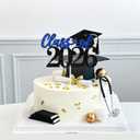 5 x Class of 2026 Cake Topper, Congrats Grad/You Did It, Congratulations High School College Graduation Party Decorations, Black and Blue Glitter, (Assorted )