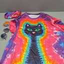 Colorful Tie Dye Cat Shirt, Size XXL