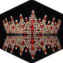 Kamirola Crystal Crowns and Tiaras Headband for Women Birthday Party Wedding Prom Bridal Halloween TR19 (Gold & Red)