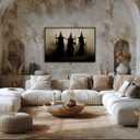 Vintage Halloween Three Witches Posters Witchy Canvas Prints Dark Academia Wall Art Goth Decor Rustic Witch Poster Horror Spooky Moody Aesthetic for Living Room Bedroom Home 8x12inch black framed (8L" x 12W")