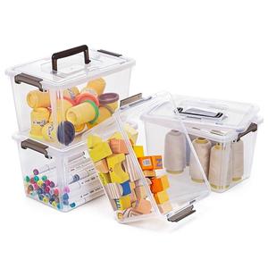 ITYLIFE CITYLIFE Citylife 4 Packs Plastic Storage Bins with Latching Lids Clear Storage Box with handle Stackable Storage Containers for Organizing Toys, Crafts, Legos, Tools