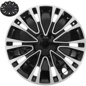 Amosfun Automotive Wheel Hub Covers 15.35 Inch Universal Vehicle Wheel Hub Cover Cap Car Exterior Accessory Easy Installation