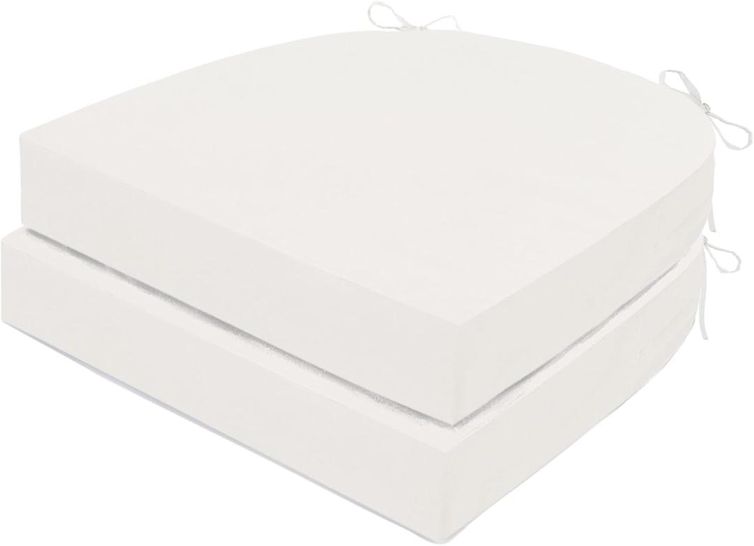 Outdoor Chair Cushions Set of 2, Waterproof Memory Foam Patio Seat Cushions with Ties for Garden Sofa & Dining Furniture, 3-Year Color Fastness, 16x17x2 Inch, Beige