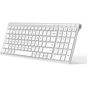 iClever BK10 Bluetooth Keyboard, Universal Bluetooth 5.1 Wireless Keyboard with Number Pad, Ergonomic Design, Multi-Device Compatibility, Stable Connection for Mac, iPad, iPhone, Android, Windows (silver)
