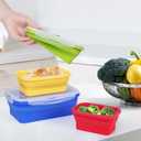 4 Collapsible Silicone Food Storage Containers,Kitchen Stackable Leftover Bento Lunch Meal Box with Plastic Airtight Lids, Leak-proof Camping Food StorageMicrowave Dishwasher Freezer Safe