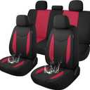 CAROMOP Waterproof Car Seat Cover Full Seats, Neoprene Seat Covers for Cars,Split Bench Compatible Car Interior Covers, Universal Fit Most Car Sedan Truck SUV(Black/Red)