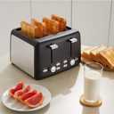 4 Slice Toaster, 7 Browning Settings, Extra Wide Slots for Bagels and Specialty Breads, Removable Crumb Tray, Cancel/Defrost/Bagel Buttons, 1500W, Black & Silver