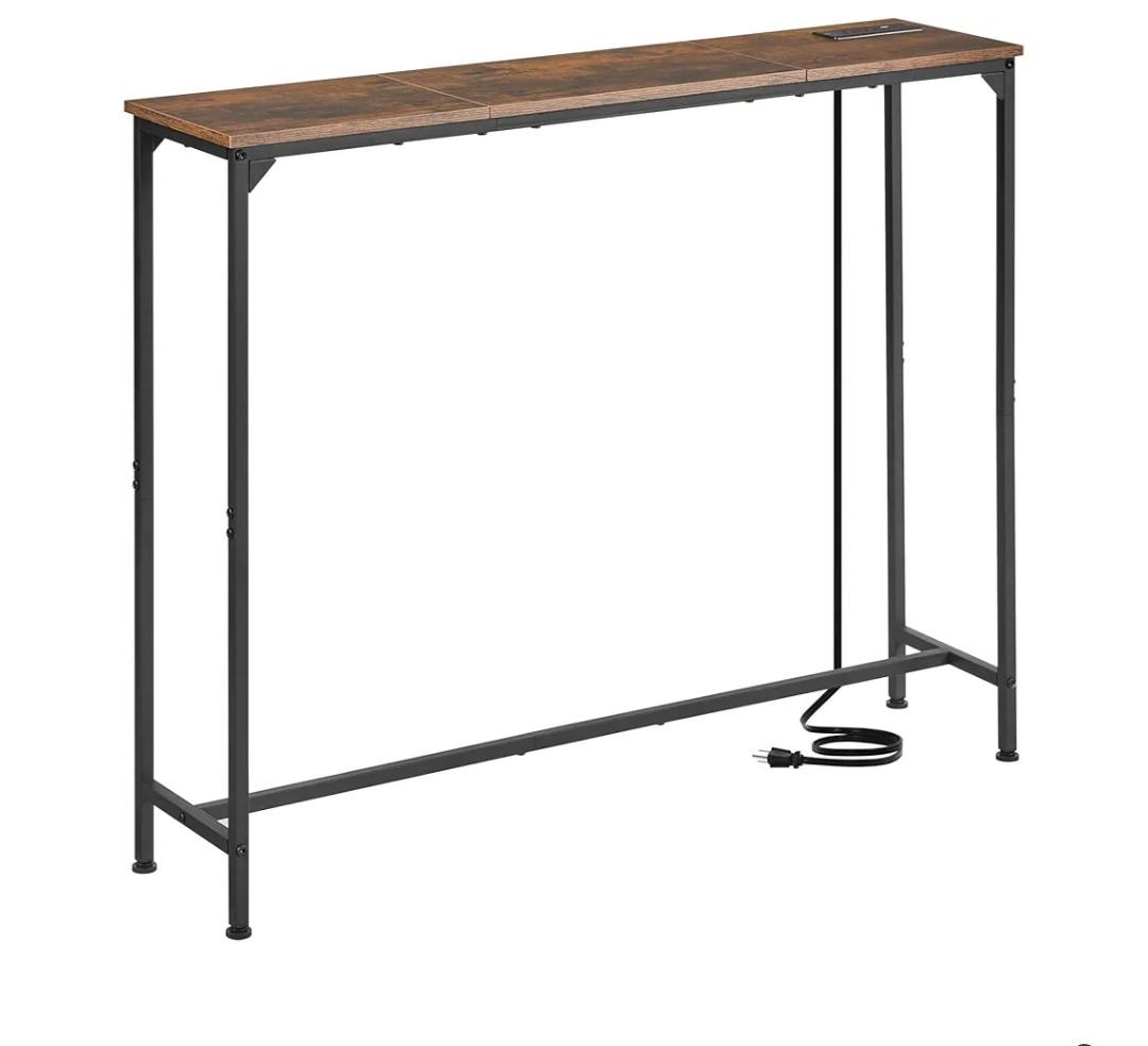 Console Table, Narrow Entryway Table, Thin Sofa Table, Behind Couch Table,for Hallway, Bedroom, Living Room, Foyer, 9.4 x 39.4 x 31.5 Inches, Rustic Brown