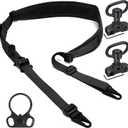 2 Point Rifle Sling, QD Swivel Quick Adjust Gun Sling with HK Hook, Soft Shoulder Pad Tactical Rifle Sling for Rifle Shotgun and Crossbow, Hunting and Outdoor Sports