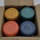 Teivio 4 pcs 10 oz Wheat Straw Kids/Toddler Cups with Lid and Straws, Reusable Spill proof cups for Kids,Unbreakable plastic cups with Silicone Straws&Cleaning Brush,Dishwasher Safe,Autumn Multicolor