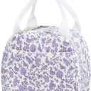TESAFNG Lunch Bag - Insulated Lunch Box for Women, Reusable Large Capacity Cooler Bag for Adult, Small Leakproof Cute Corduroy Lunch Tote for Work Office Travel Picnic (Corduroy Purple-Flower)