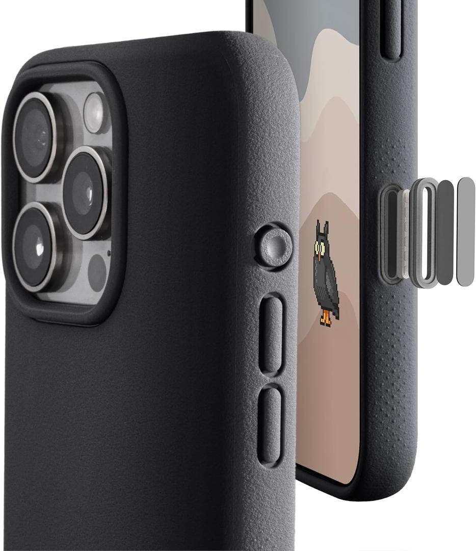 TineeOwl for iPhone 16 Pro Max Magnetic Case, [Covered Camera Control Button], Compatible with MagSafe, TPU, Minimalist, Slim/Thin, Grippy - Dune Series (Almost Black, iPhone 16 Pro Max)