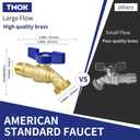 TMOK 1/4 Turn Large Flow 1/2" x 3/4" Outdoor Faucet-Brass Hose Bib Garden Faucet 1/2" MIP Inlet, 3/4" MHT Outlet,Teflon Tape & Washers Included,Water Hose Spigot,Valve,Frost Resistant and Leak Proof
