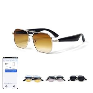 Xmenha AI Smart Bluetooth Sunglasses for Men Women Language Translation Translating Translate Translator Audio Music Glasses Earbuds Device Real Time with Speakers Open Ear Headphones