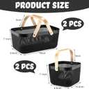 Sadnyy 4 Pcs Plastic Mesh Garden Harvest Basket Storage Basket with Wooden Handle Multi Functional Mesh Bin for Kitchen Cabinet Picnic Fruit Vegetable Gathering Organizer(Large, Small,Black)